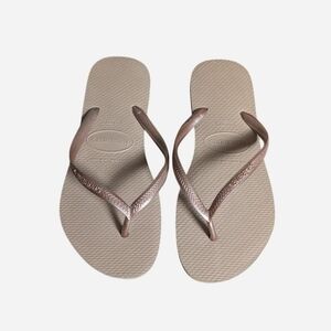 Havaianas flip flops slippers sandals Rose gold slim Size US 7/8  37/38